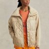 Beige dam Ralph Lauren Hybrid High-Pile & Ripstop-paneljackor Beige dam Ralph Lauren Hybrid High-Pile & Ripstop-paneljackor