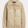 Beige dam Ralph Lauren Hybrid High-Pile & Ripstop-paneljackor Beige dam Ralph Lauren Hybrid High-Pile & Ripstop-paneljackor