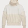 Beige dam Ralph Lauren paneltröja med tratthalsad fleecetröja Beige dam Ralph Lauren paneltröja med tratthalsad fleecetröja