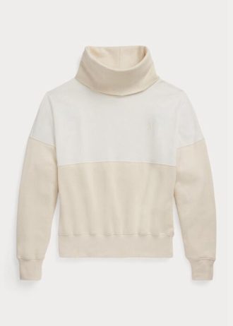 Beige dam Ralph Lauren paneltröja med tratthalsad fleecetröja