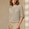 Beige dam Ralph Lauren utsmyckade sidentröjor med rullhals Beige dam Ralph Lauren utsmyckade sidentröjor med rullhals