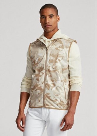 Beige herr Ralph Lauren GolfGolf-camo Vattenavvisande packbar Gilet Jackor