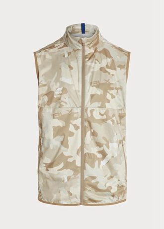 Beige herr Ralph Lauren GolfGolf-camo Vattenavvisande packbar Gilet Jackor