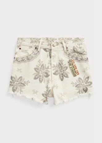 Beige kvinnors Ralph Lauren Boy Fit Seeded naturliga jeansshorts