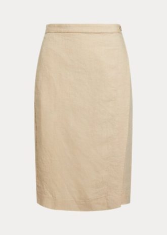 Beige omlottkjolar i linne från Ralph Lauren för kvinnor