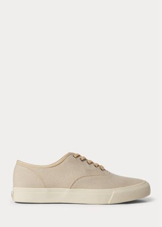 Beige Ralph Lauren Canvas Sneakers för män