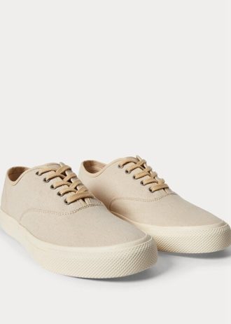 Beige Ralph Lauren Canvas Sneakers för män