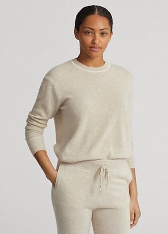 Beige Ralph Lauren Cashmere tröjor med rund hals för kvinnor