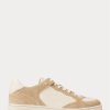 Beige Ralph Lauren Court Sneakers i läder och mocka för män Beige Ralph Lauren Court Sneakers i läder och mocka för män