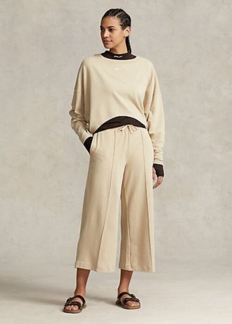Beige Ralph Lauren Cropped Fleece-byxor för kvinnor