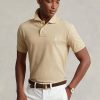 Beige Ralph Lauren Custom Slim Fit Mesh pikétröjor för män Beige Ralph Lauren Custom Slim Fit Mesh pikétröjor för män