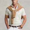 Beige Ralph Lauren Custom Slim Fit Pikétröjor i mjuk bomull för män