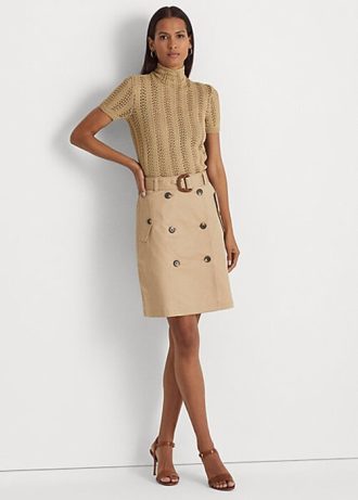 Beige Ralph Lauren Damkjolar med bälte i mikroslipade kypert