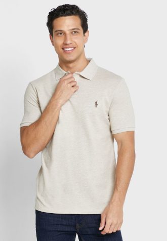 Beige Ralph Lauren Essential pikétröjor för män