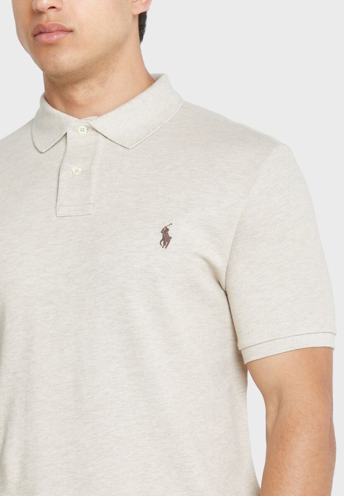 Beige Ralph Lauren Essential pikétröjor för män Beige Ralph Lauren Essential pikétröjor för män