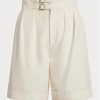 Beige Ralph Lauren Francine Silk Shantung Shorts för kvinnor