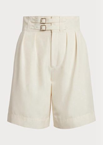 Beige Ralph Lauren Francine Silk Shantung Shorts för kvinnor
