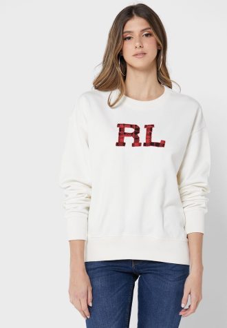 Beige Ralph Lauren grafiska stickade tröjor för kvinnor