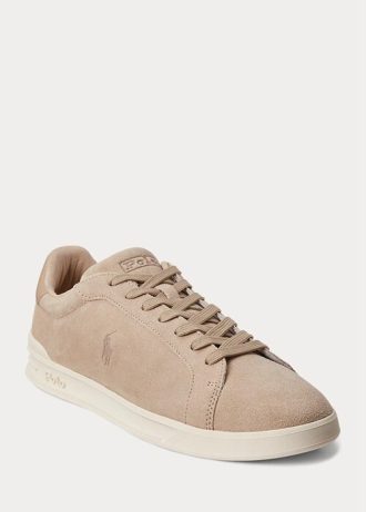 Beige Ralph Lauren Heritage Court II Sneakers i mocka för män