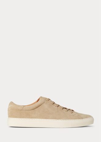 Beige Ralph Lauren Jermain Sneakers i mocka för män