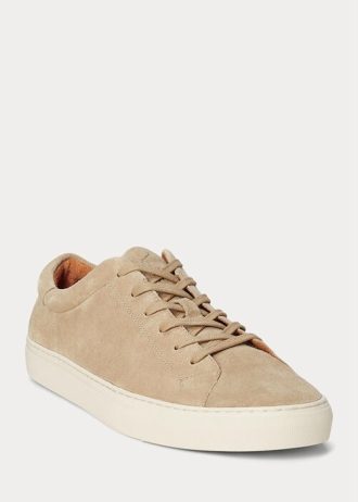 Beige Ralph Lauren Jermain Sneakers i mocka för män