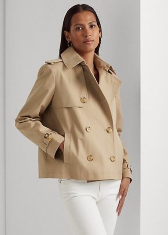 Beige Ralph Lauren korta dubbelknäppta kappor för kvinnor