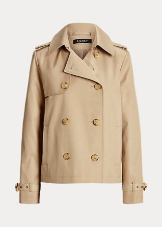 Beige Ralph Lauren korta dubbelknäppta kappor för kvinnor