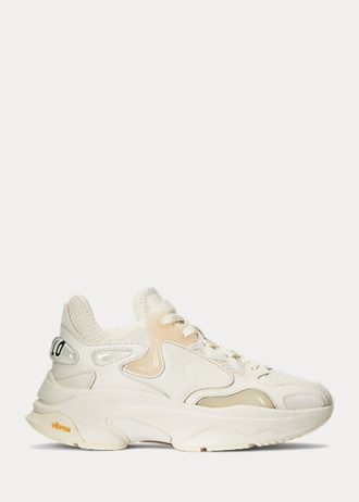 Beige Ralph Lauren Logo Tech Sneakers för kvinnor