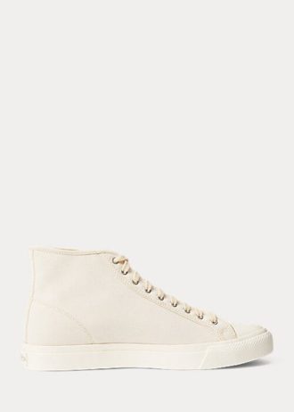 Beige Ralph Lauren Mayport Canvas Sneakers för kvinnor