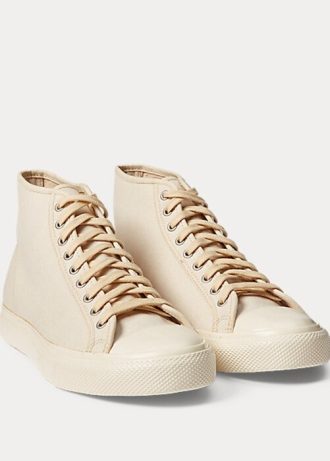 Beige Ralph Lauren Mayport Canvas Sneakers för kvinnor