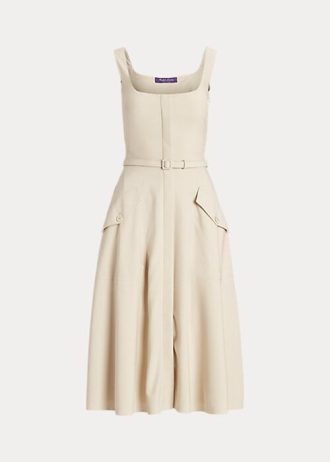 Beige Ralph Lauren Semira Ull Gabardine Day Dress för kvinnor