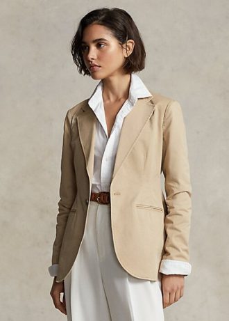 Beige Ralph Lauren Stretch Twill Blazers för kvinnor
