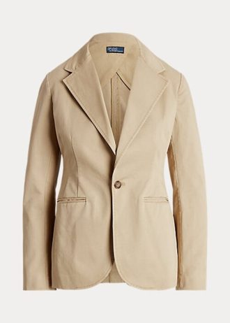Beige Ralph Lauren Stretch Twill Blazers för kvinnor