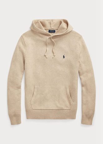 Beige Ralph Lauren texturerad bomull med huvtröjor för män