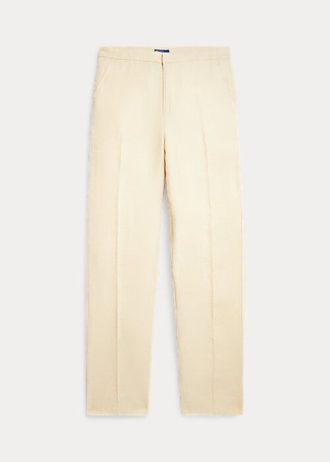 Beige Ralph Lauren beskurna linnebyxor med raka ben för kvinnor