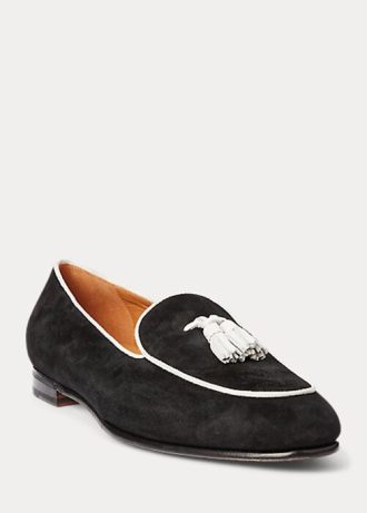 Beige/vit dam Ralph Lauren Laurel Tofs Goat-Mocka Loafers