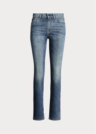 Blå dam Ralph Lauren 861 Skinny-jeans i hög höjd