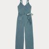 Blå dam Ralph Lauren Garment-Dyed Jersey Jumpsuit Klänning Blå dam Ralph Lauren Garment-Dyed Jersey Jumpsuit Klänning
