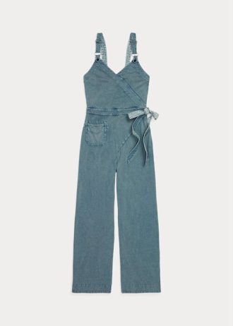 Blå dam Ralph Lauren Garment-Dyed Jersey Jumpsuit Klänning