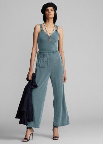 Blå dam Ralph Lauren Garment-Dyed Jersey Jumpsuit Klänning