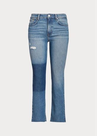 Blå dam Ralph Lauren höghus raka cropped jeans