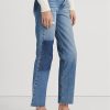 Blå dam Ralph Lauren höghus raka cropped jeans Blå dam Ralph Lauren höghus raka cropped jeans