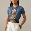 Blå dam Ralph Lauren Island Polo Bear T-shirts i bomull Blå dam Ralph Lauren Island Polo Bear T-shirts i bomull