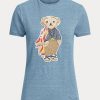 Blå dam Ralph Lauren Island Polo Bear T-shirts i bomull Blå dam Ralph Lauren Island Polo Bear T-shirts i bomull