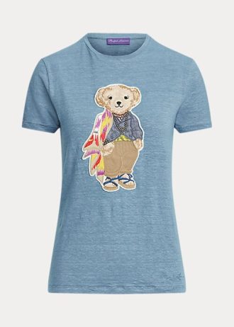 Blå dam Ralph Lauren Island Polo Bear T-shirts i bomull