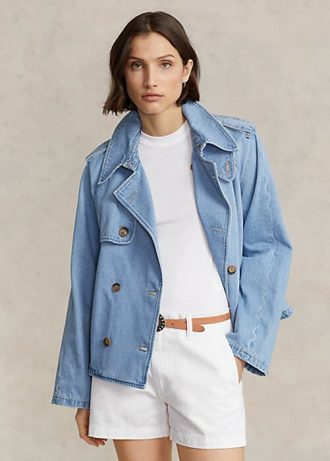 Blå dam Ralph Lauren Oversize Boxy Fit jeansrockar