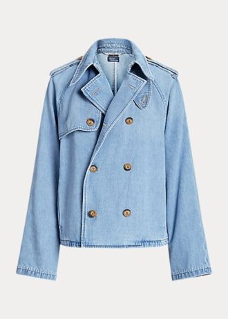 Blå dam Ralph Lauren Oversize Boxy Fit jeansrockar