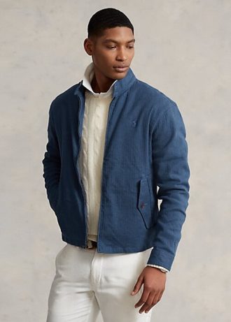 Blå herrjackor av Ralph Lauren linneblandning fiskbenstwill