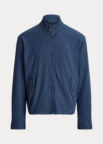 Blå herrjackor av Ralph Lauren linneblandning fiskbenstwill