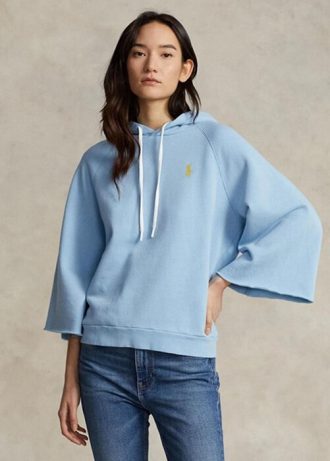 Blå hoodie i fleece från Ralph Lauren Cutoff-manschett för kvinnor